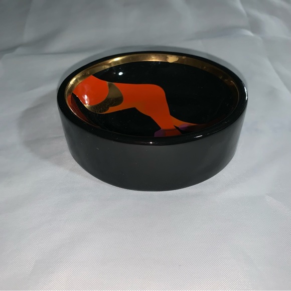 👋🏾SOLD👋🏾JONATHAN ADLER les girls black ceramic LES GIRLS concave DISH - Picture 3 of 7